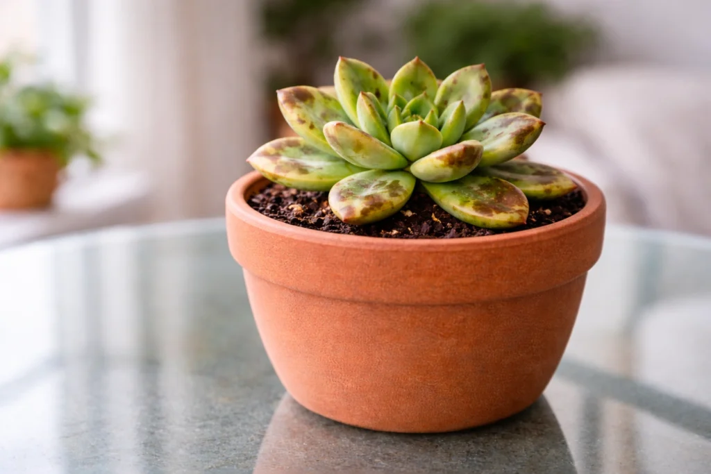 suculenta com manchas nas folhas