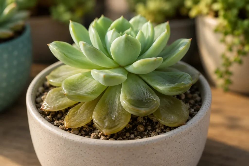 echeveria com folhas moles e translúcidas
