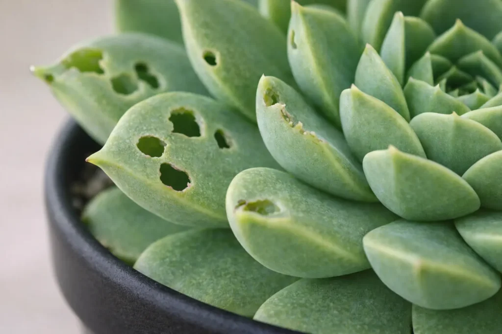 Suculenta com furinhos nas folhas