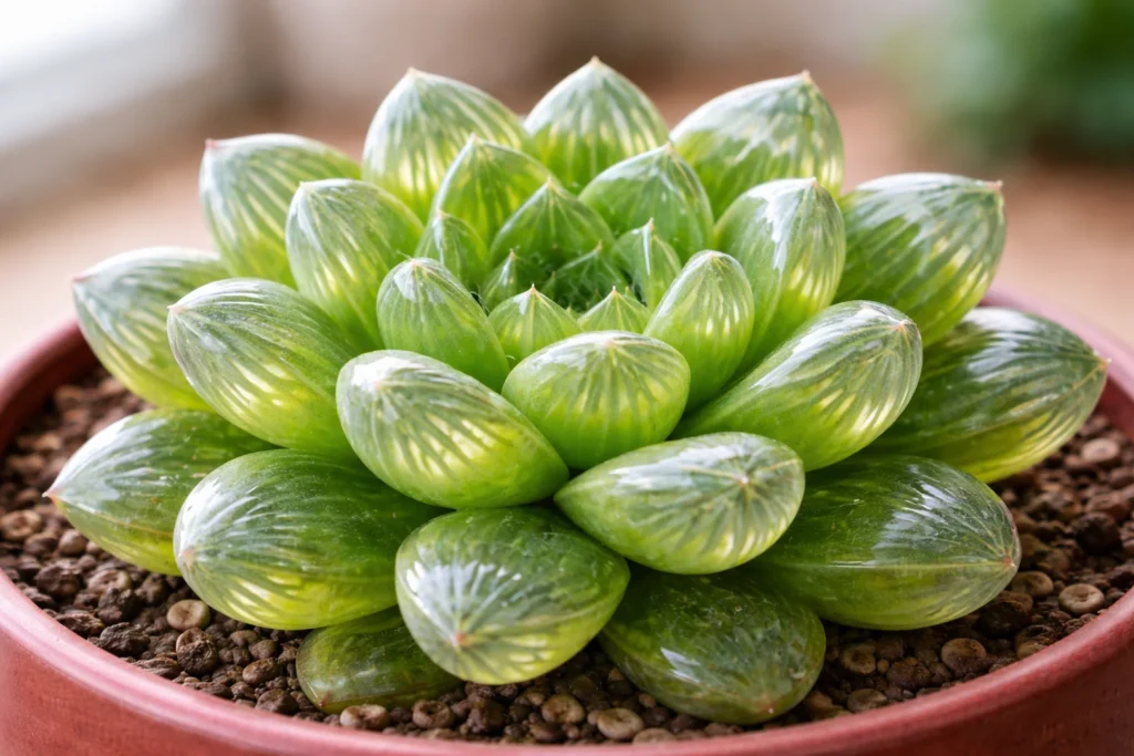 suculenta com folhas transparentes