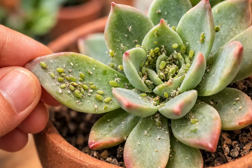 suculenta com pulgões